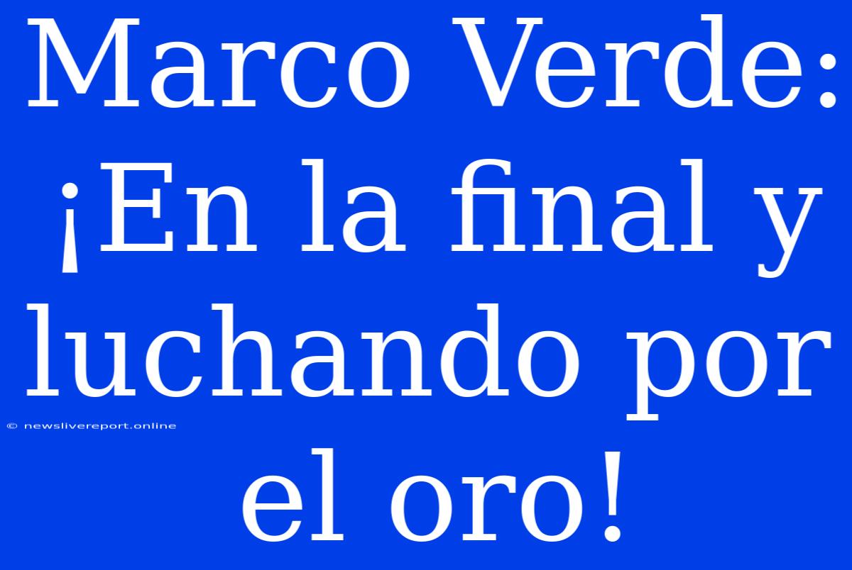 Marco Verde: ¡En La Final Y Luchando Por El Oro!