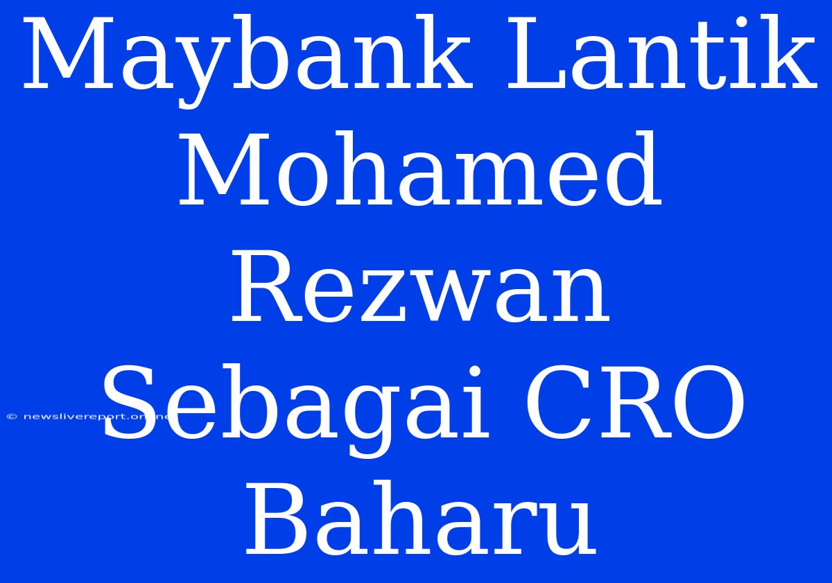 Maybank Lantik Mohamed Rezwan Sebagai CRO Baharu