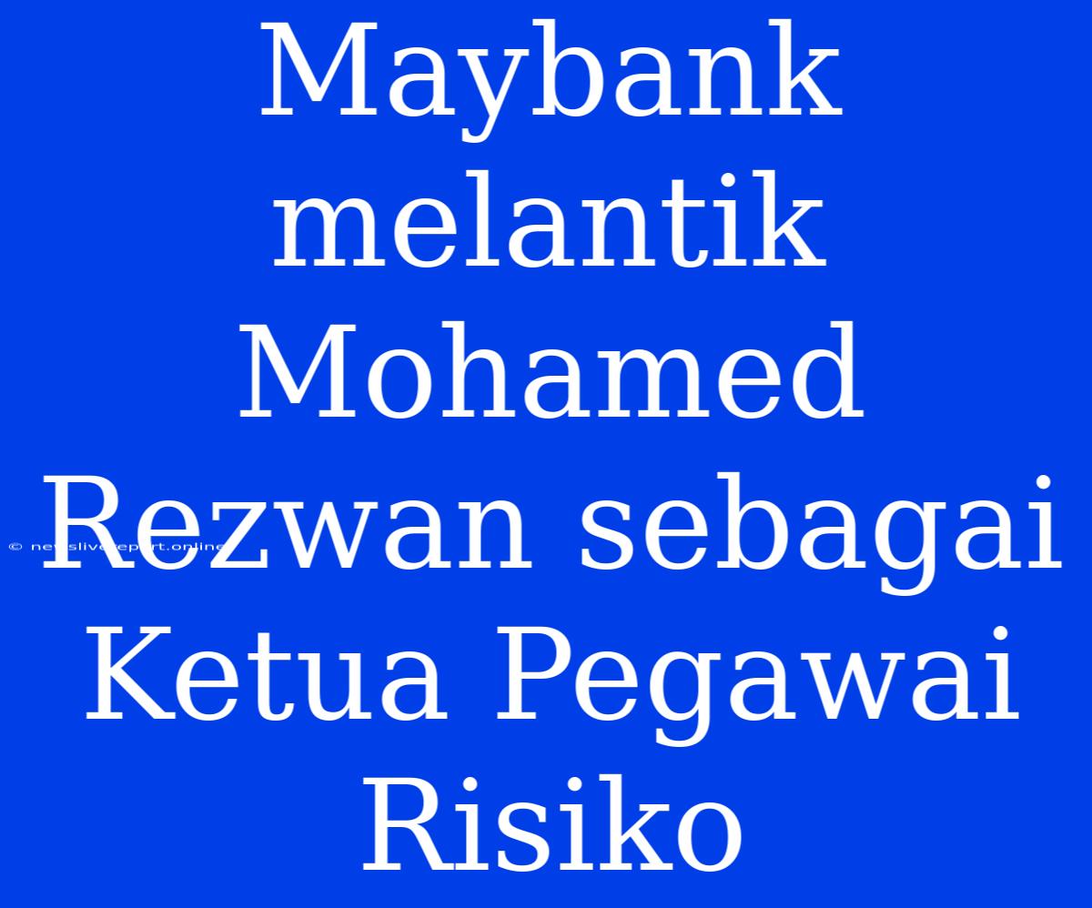 Maybank Melantik Mohamed Rezwan Sebagai Ketua Pegawai Risiko