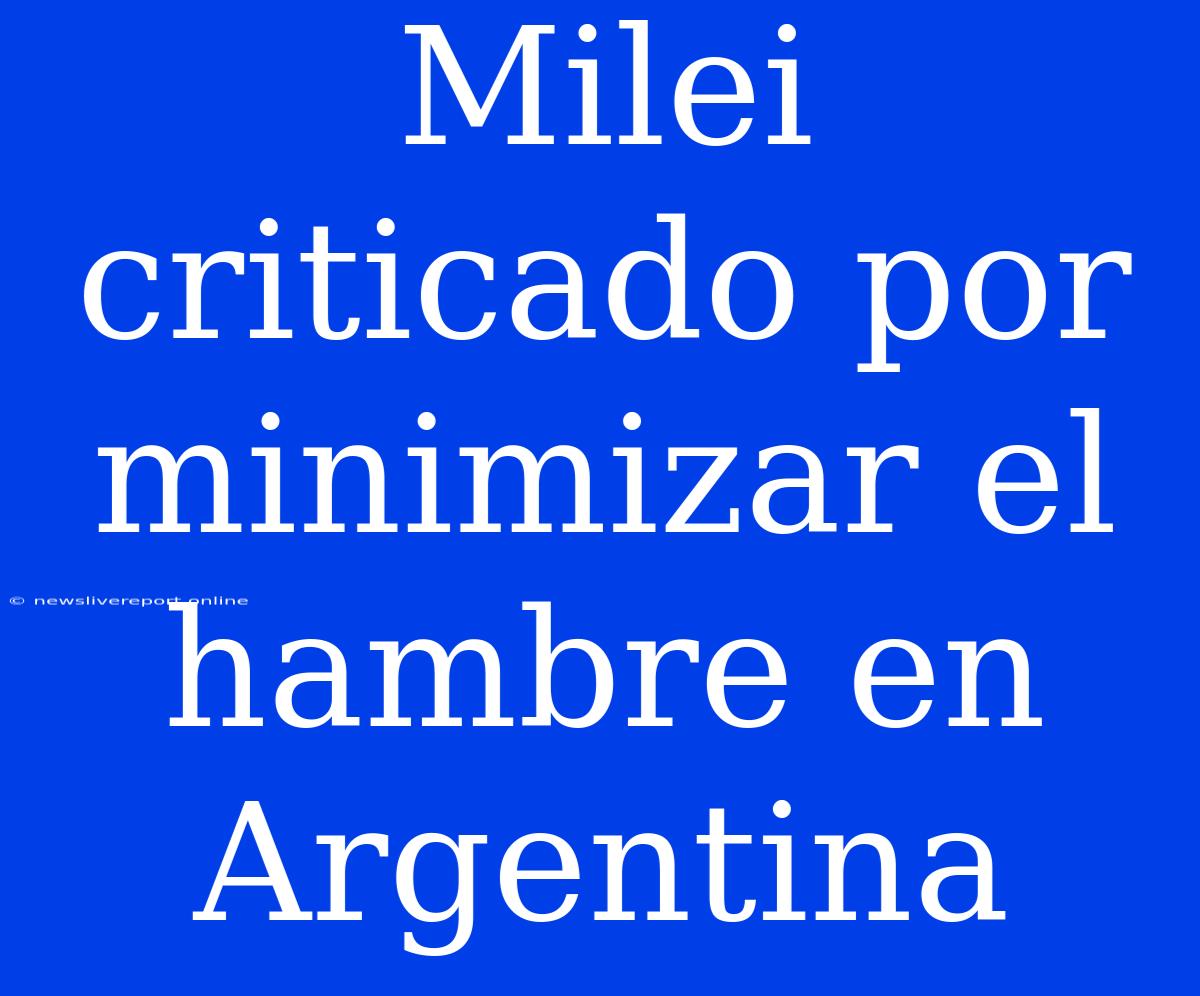 Milei Criticado Por Minimizar El Hambre En Argentina