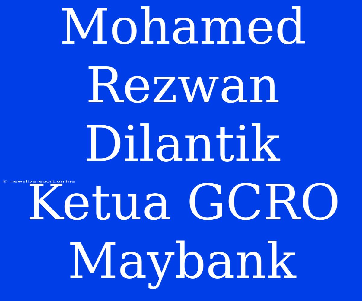 Mohamed Rezwan Dilantik Ketua GCRO Maybank