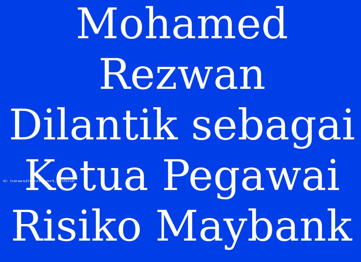 Mohamed Rezwan Dilantik Sebagai Ketua Pegawai Risiko Maybank