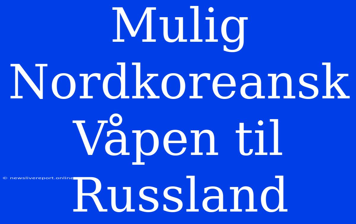 Mulig Nordkoreansk Våpen Til Russland