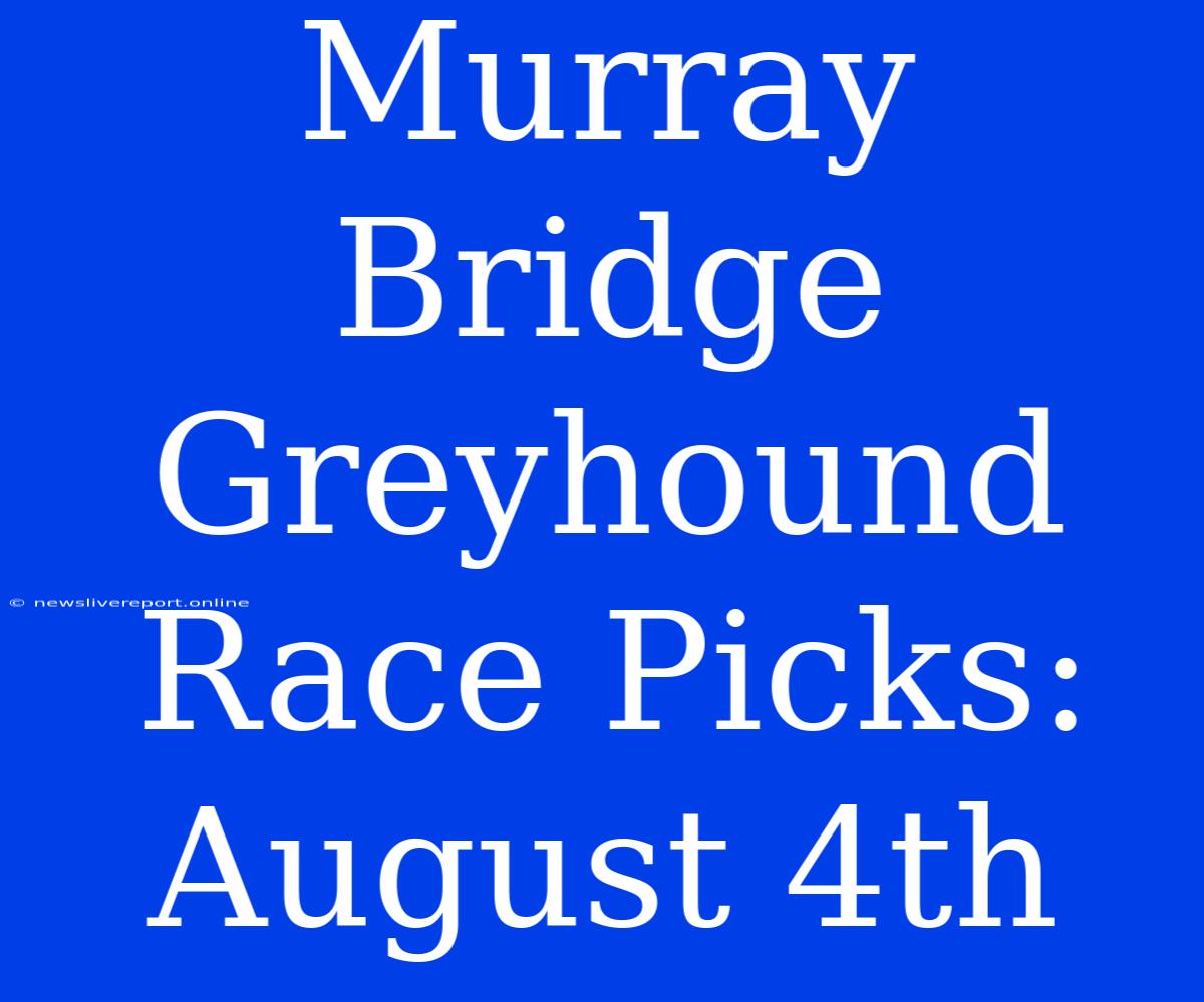 Murray Bridge Greyhound Race Picks: August 4th