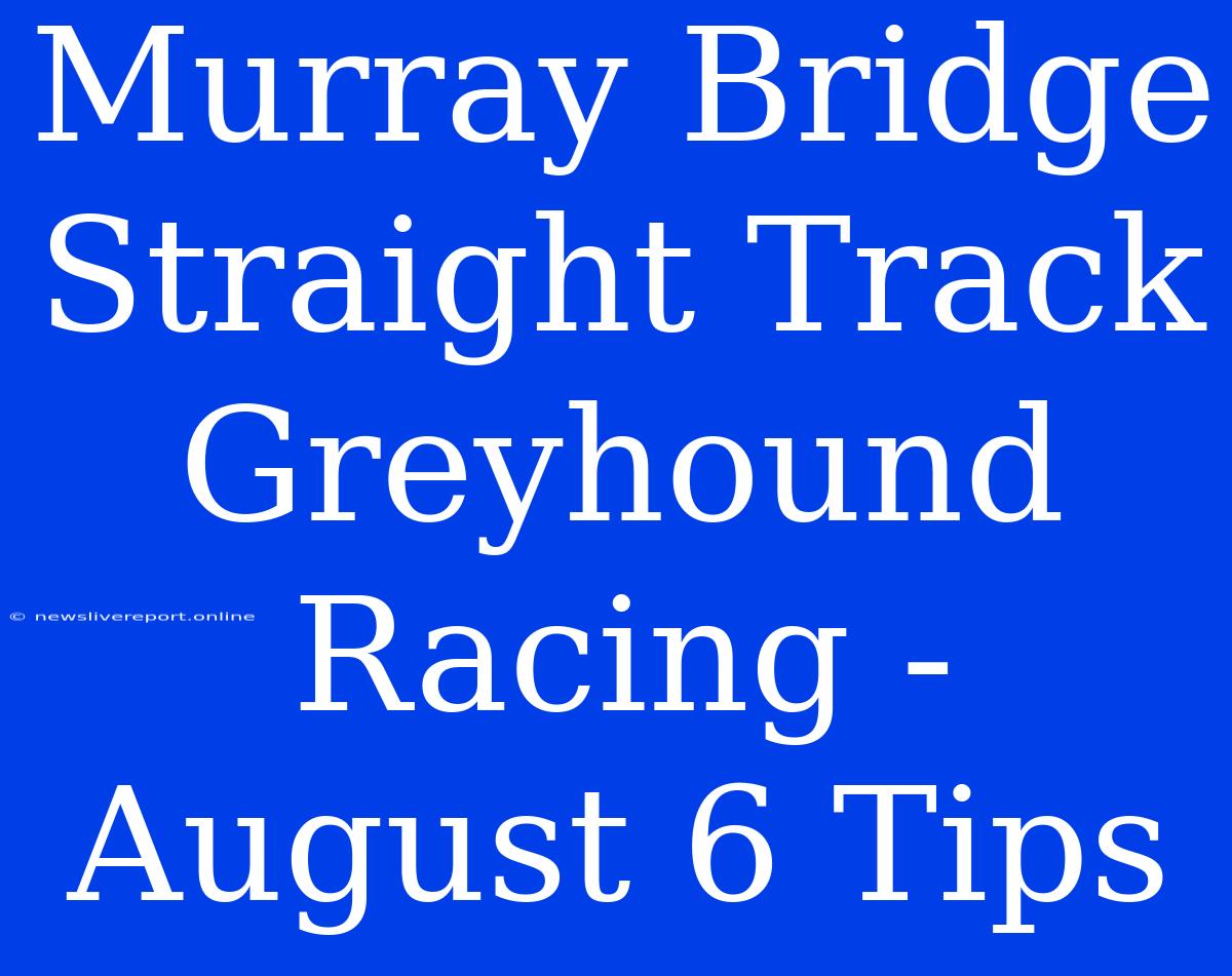 Murray Bridge Straight Track Greyhound Racing - August 6 Tips