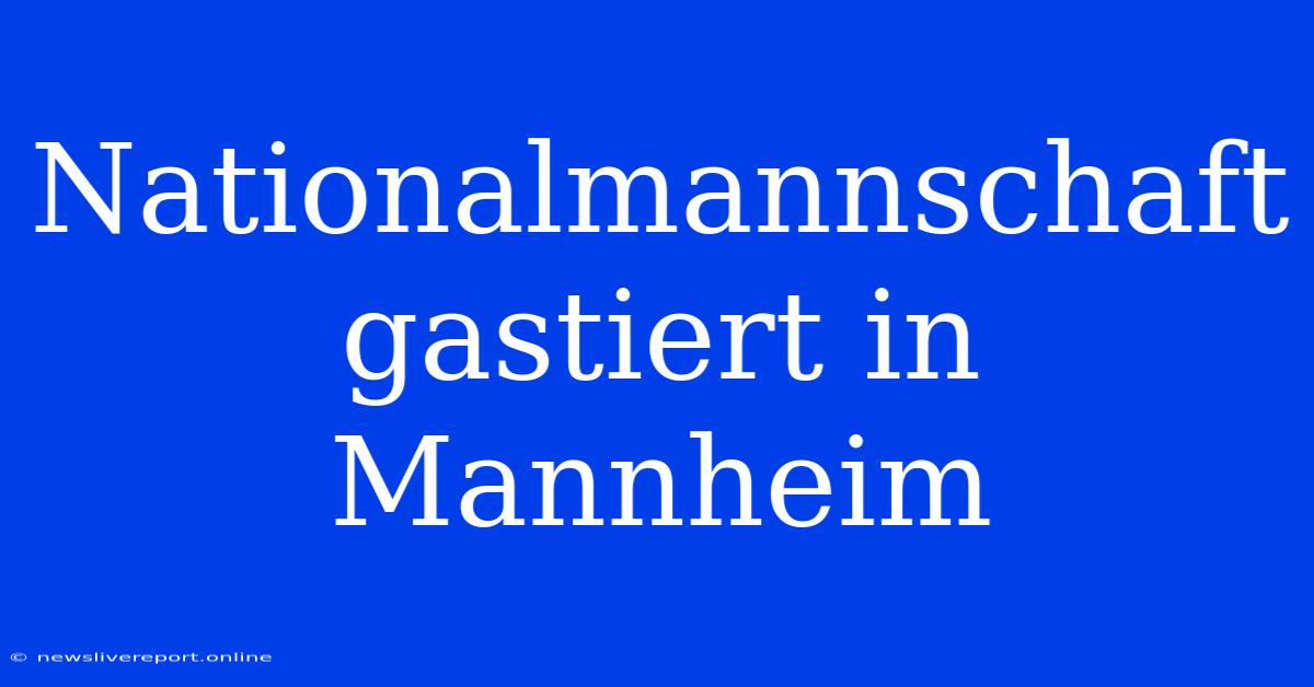 Nationalmannschaft Gastiert In Mannheim