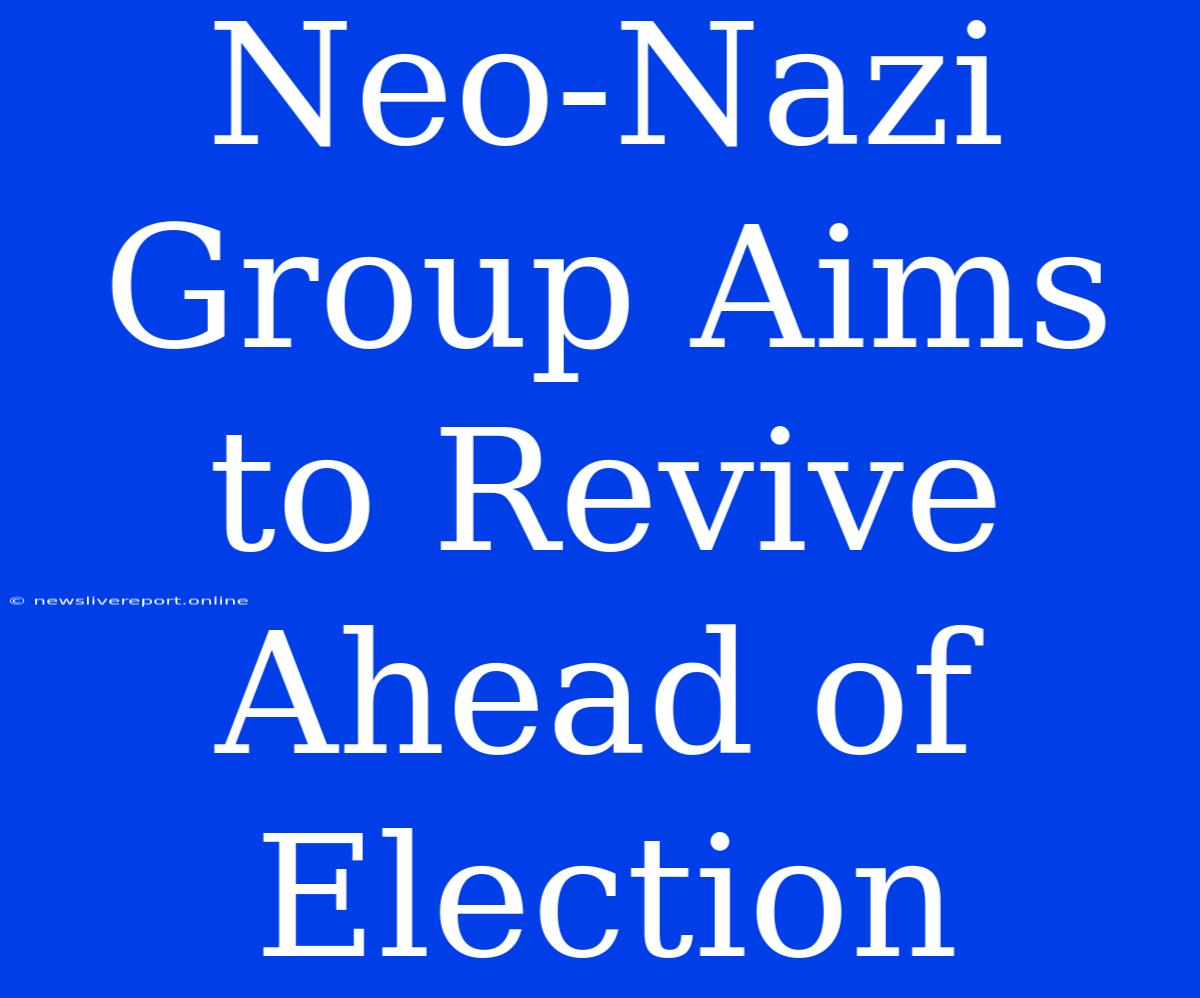 Neo-Nazi Group Aims To Revive Ahead Of Election