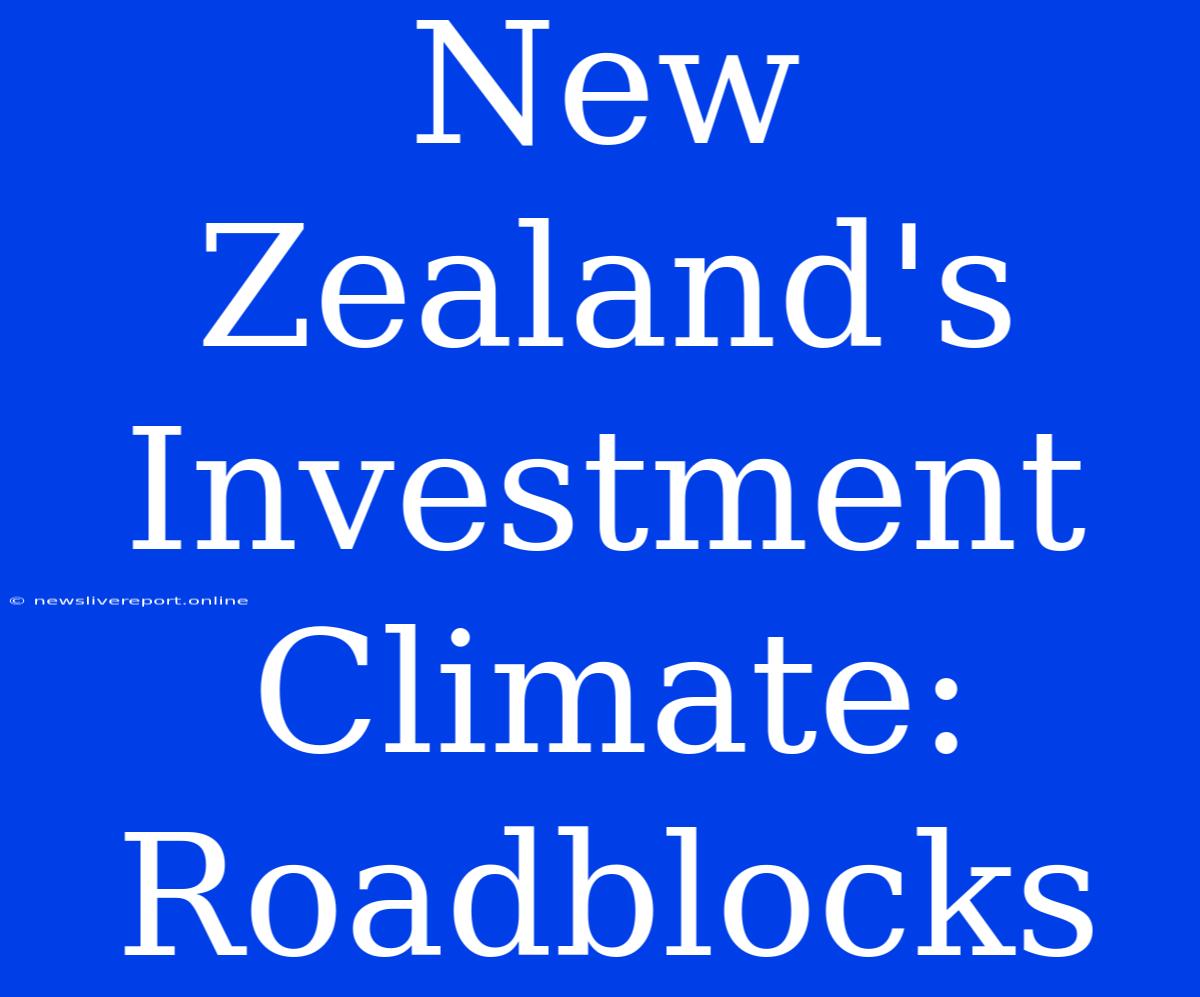 New Zealand's Investment Climate: Roadblocks