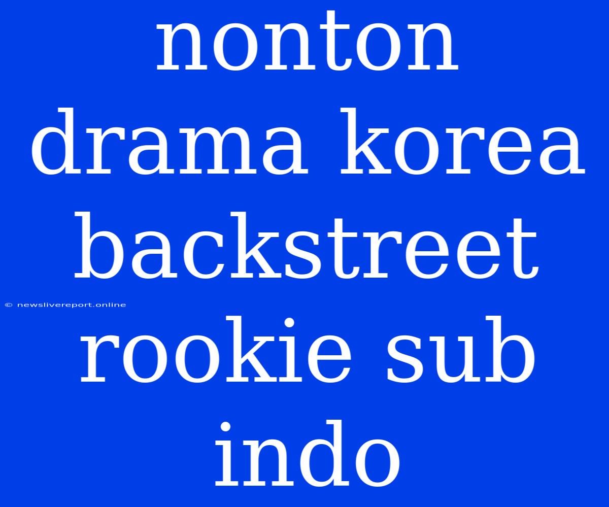 Nonton Drama Korea Backstreet Rookie Sub Indo