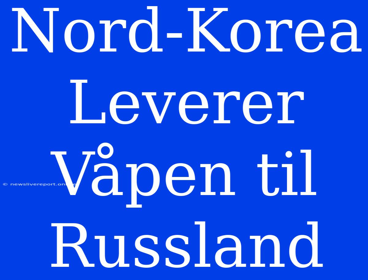 Nord-Korea Leverer Våpen Til Russland