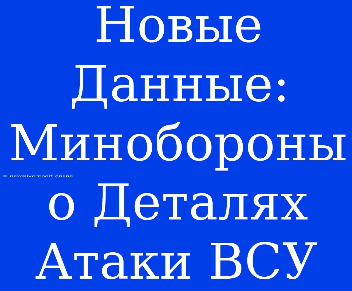 Новые Данные: Минобороны О Деталях Атаки ВСУ