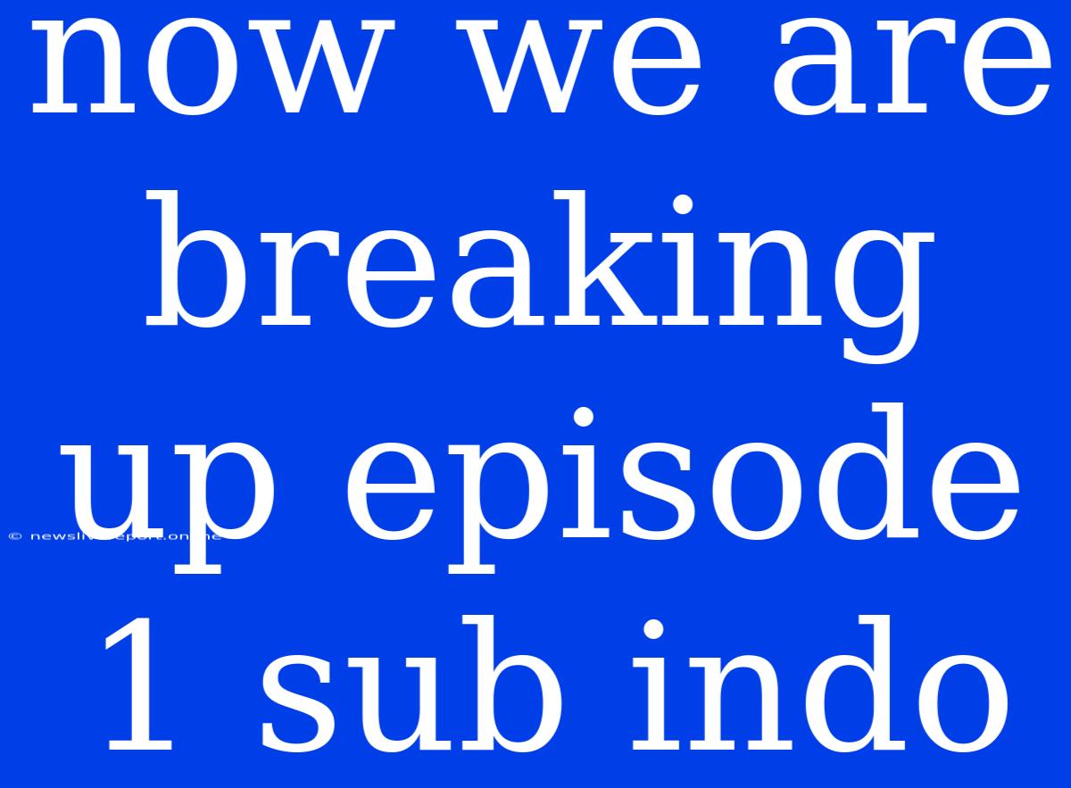 Now We Are Breaking Up Episode 1 Sub Indo