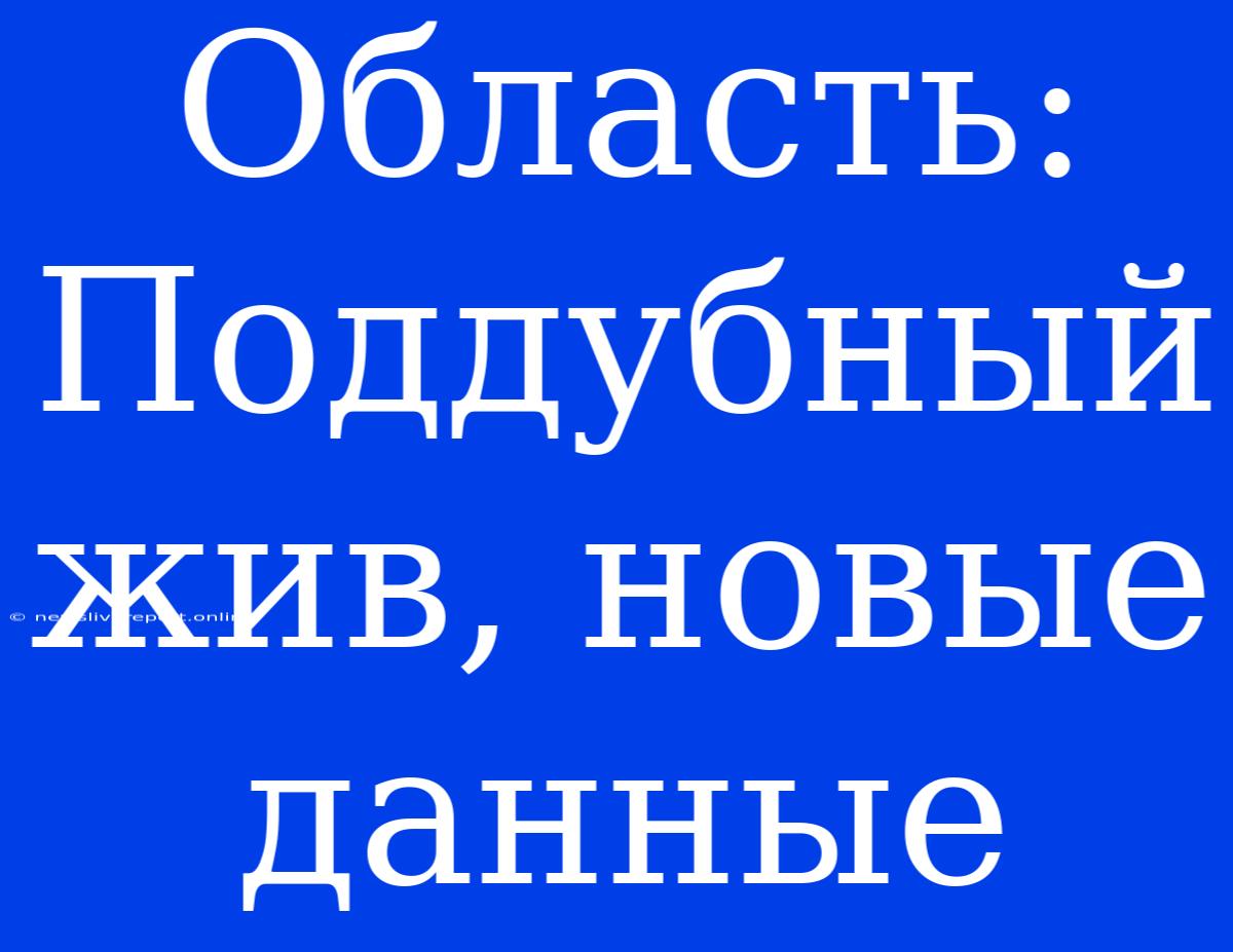 Область: Поддубный Жив, Новые Данные