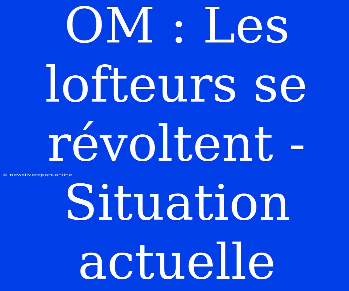 OM : Les Lofteurs Se Révoltent - Situation Actuelle