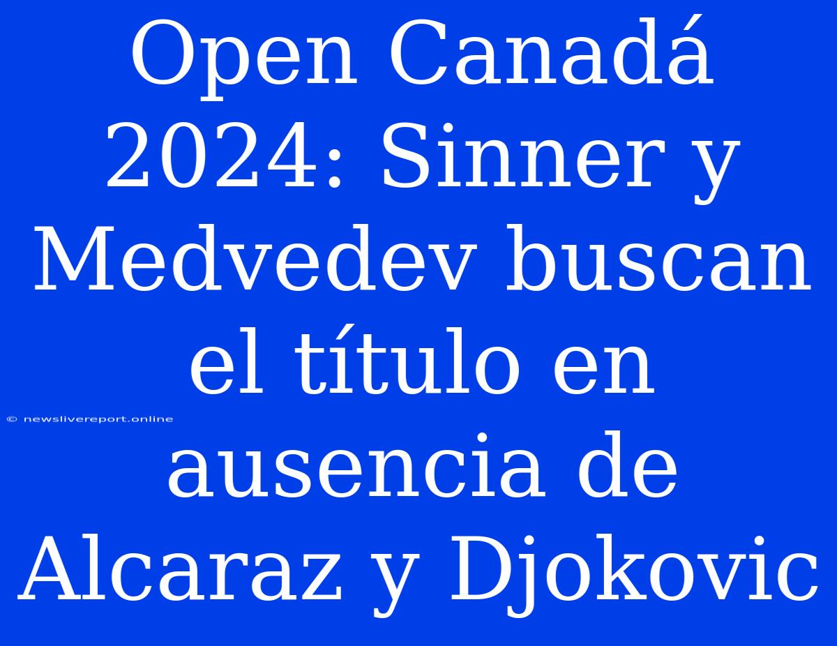 Open Canadá 2024: Sinner Y Medvedev Buscan El Título En Ausencia De Alcaraz Y Djokovic