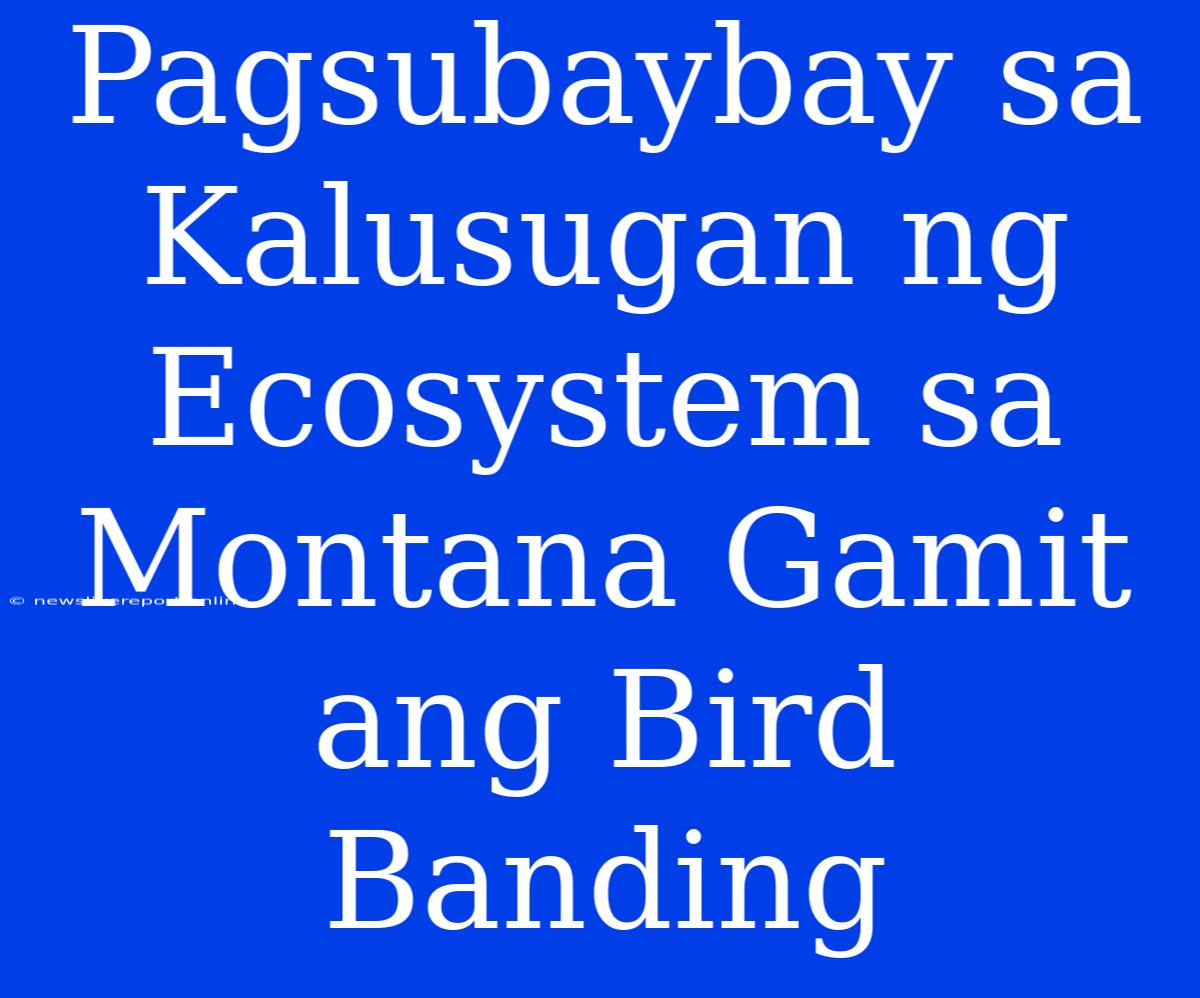 Pagsubaybay Sa Kalusugan Ng Ecosystem Sa Montana Gamit Ang Bird Banding