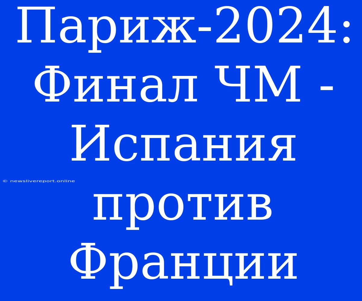 Париж-2024: Финал ЧМ - Испания Против Франции