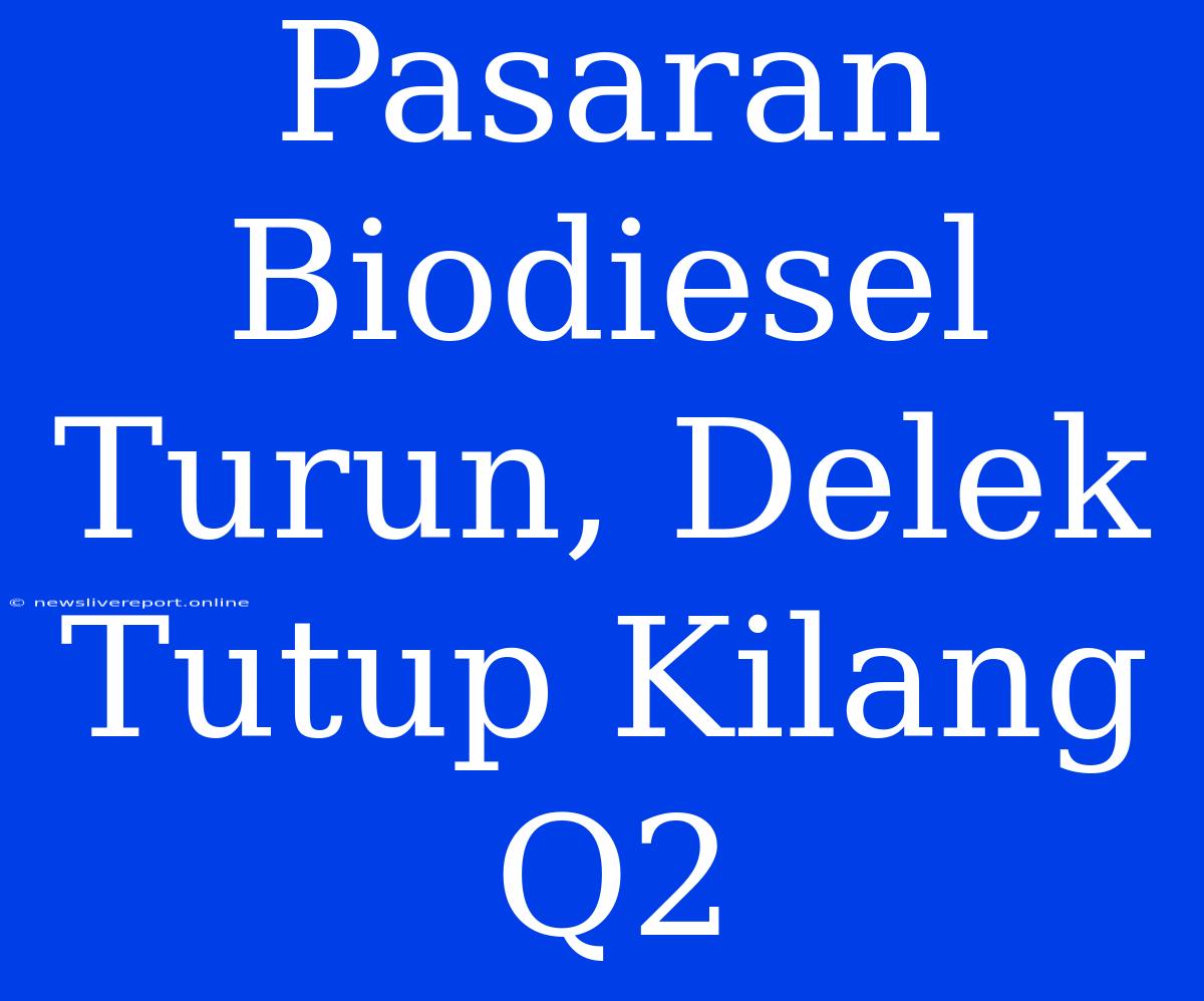 Pasaran Biodiesel Turun, Delek Tutup Kilang Q2