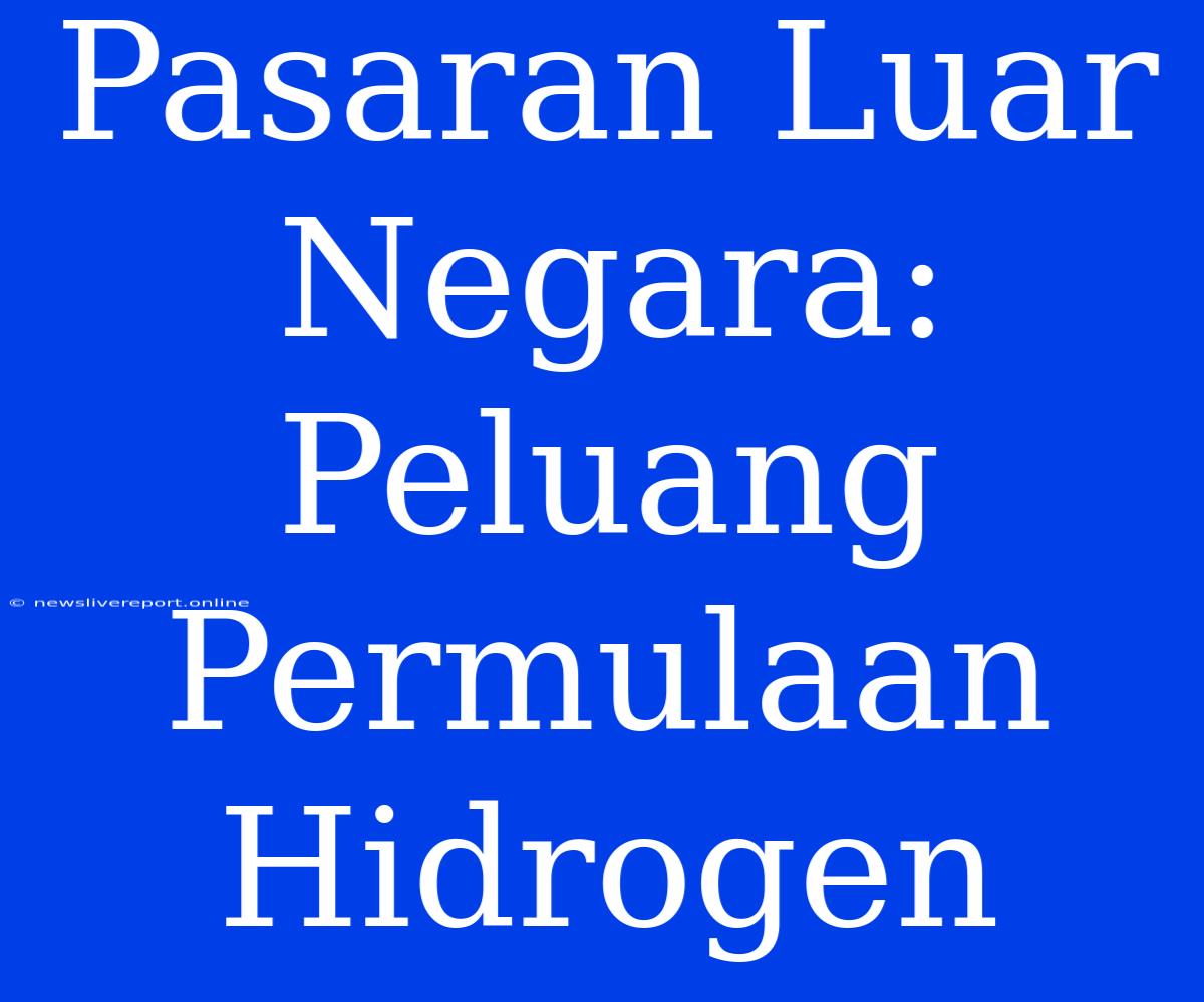 Pasaran Luar Negara: Peluang Permulaan Hidrogen