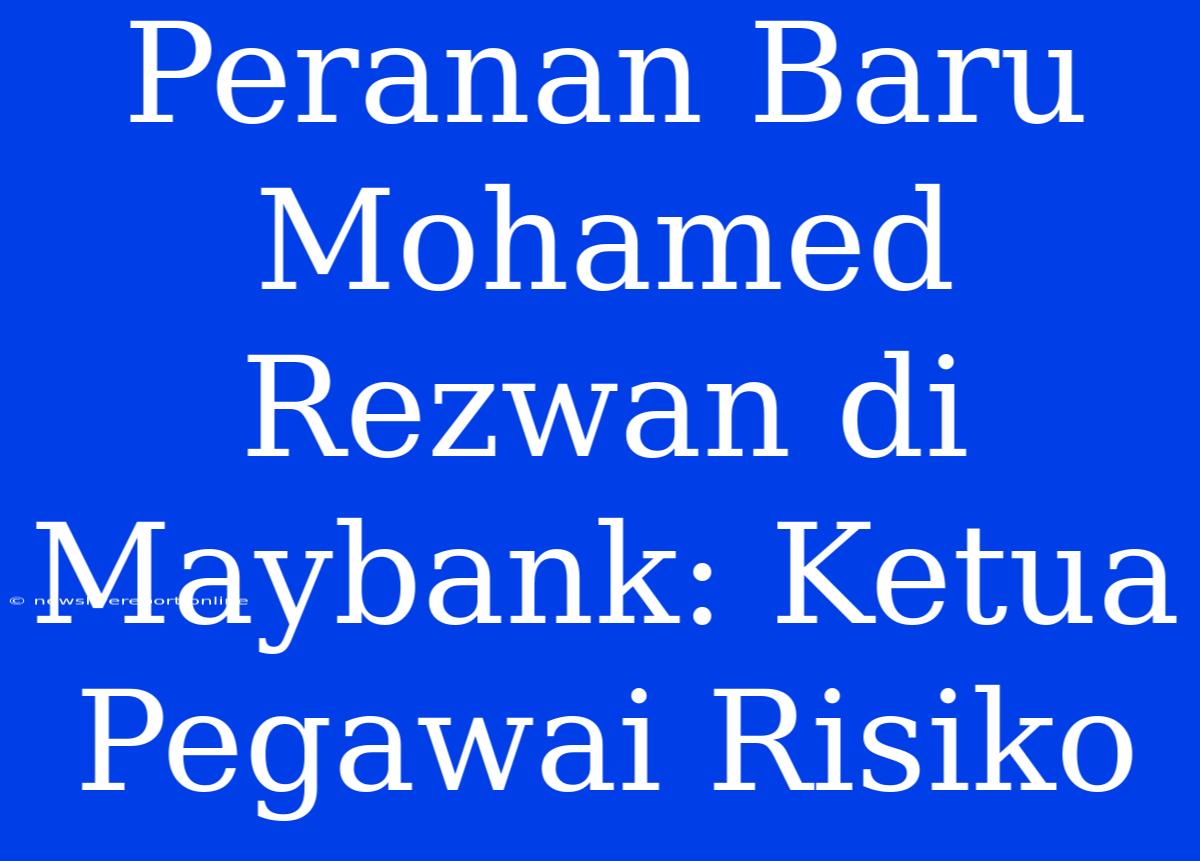 Peranan Baru Mohamed Rezwan Di Maybank: Ketua Pegawai Risiko