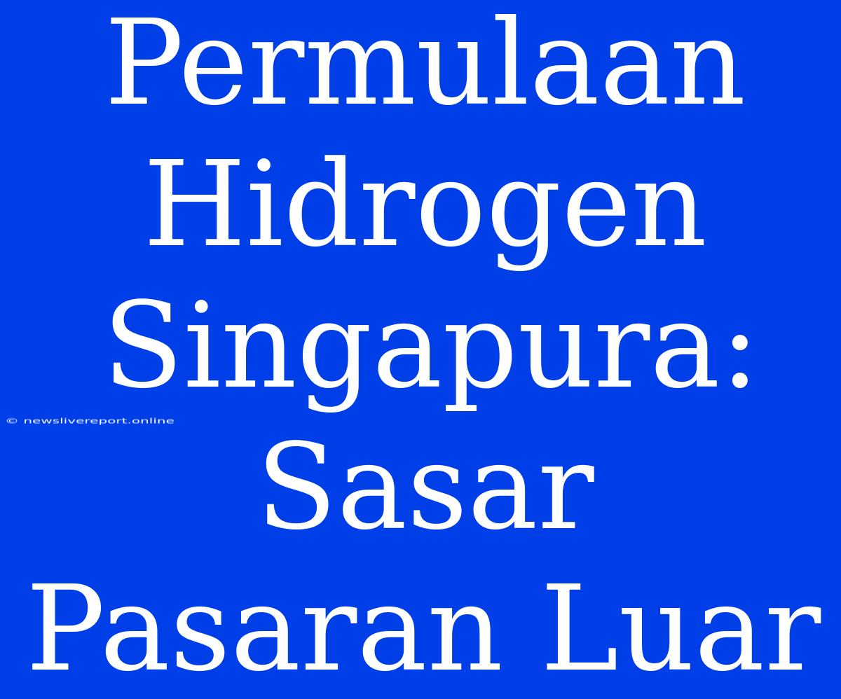 Permulaan Hidrogen Singapura: Sasar Pasaran Luar