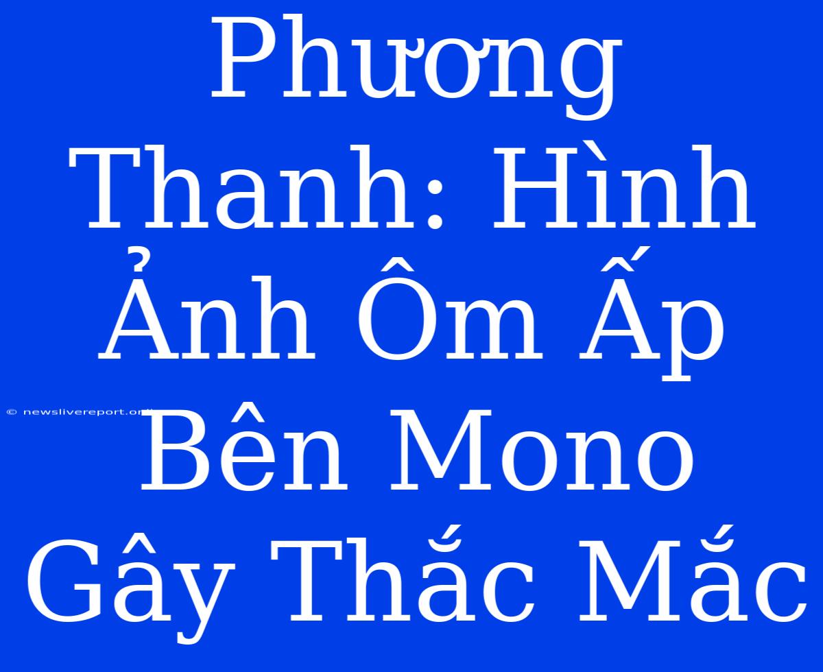 Phương Thanh: Hình Ảnh Ôm Ấp Bên Mono Gây Thắc Mắc