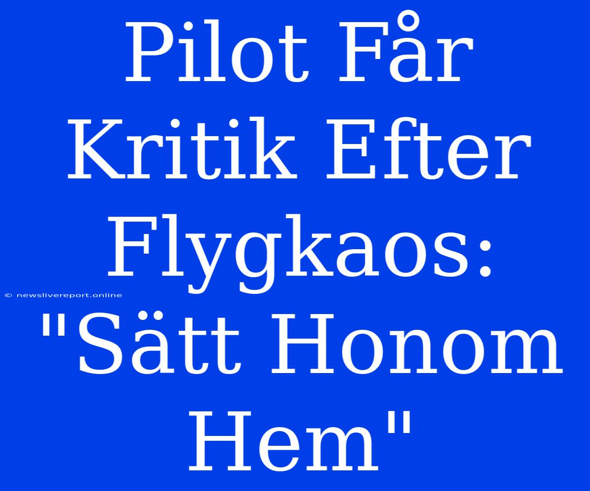 Pilot Får Kritik Efter Flygkaos: 