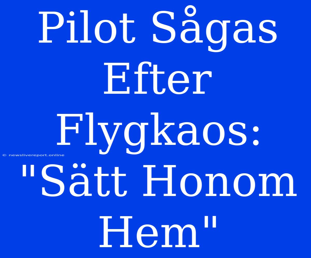 Pilot Sågas Efter Flygkaos: 