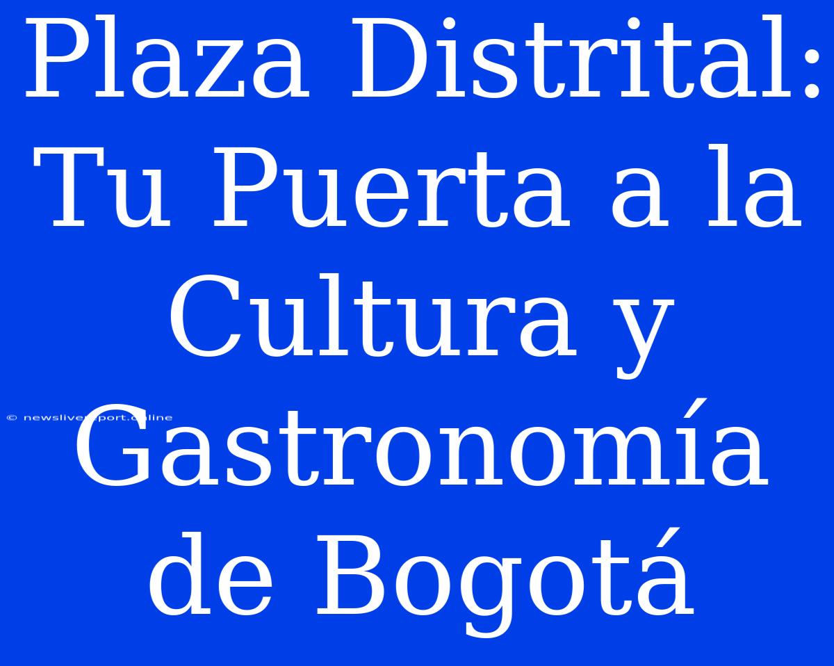 Plaza Distrital: Tu Puerta A La Cultura Y Gastronomía De Bogotá