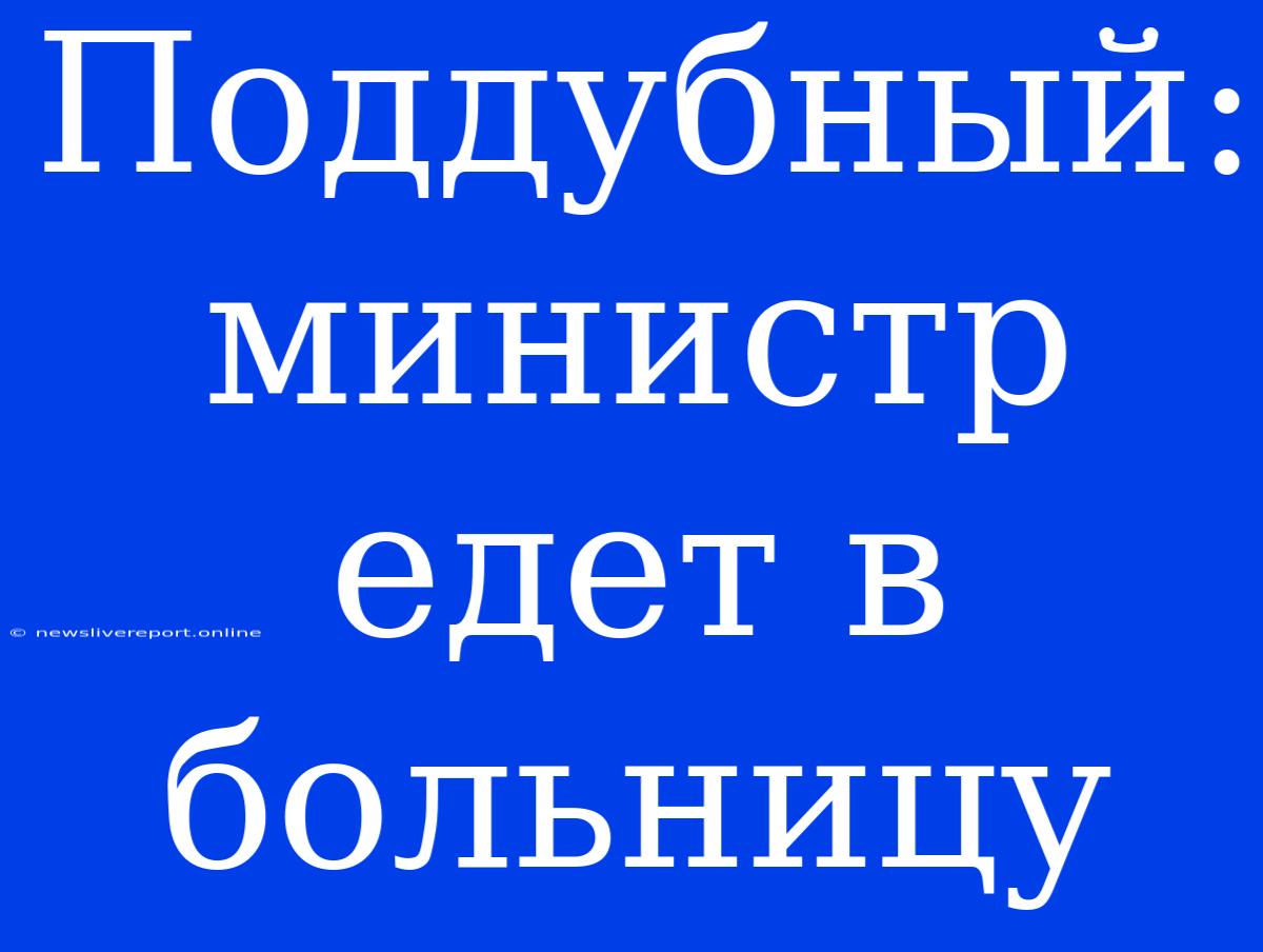 Поддубный: Министр Едет В Больницу