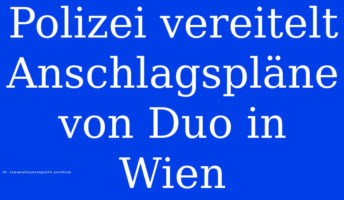 Polizei Vereitelt Anschlagspläne Von Duo In Wien