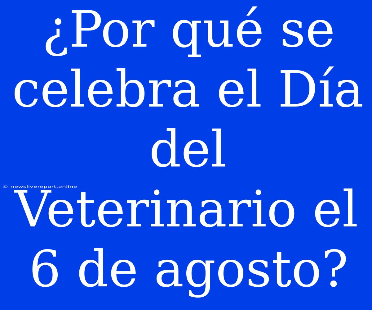 ¿Por Qué Se Celebra El Día Del Veterinario El 6 De Agosto?