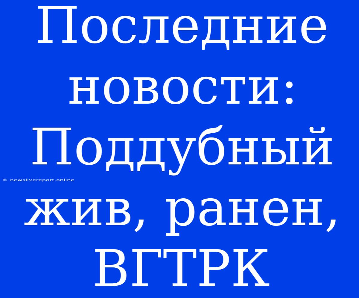 Последние Новости: Поддубный Жив, Ранен, ВГТРК