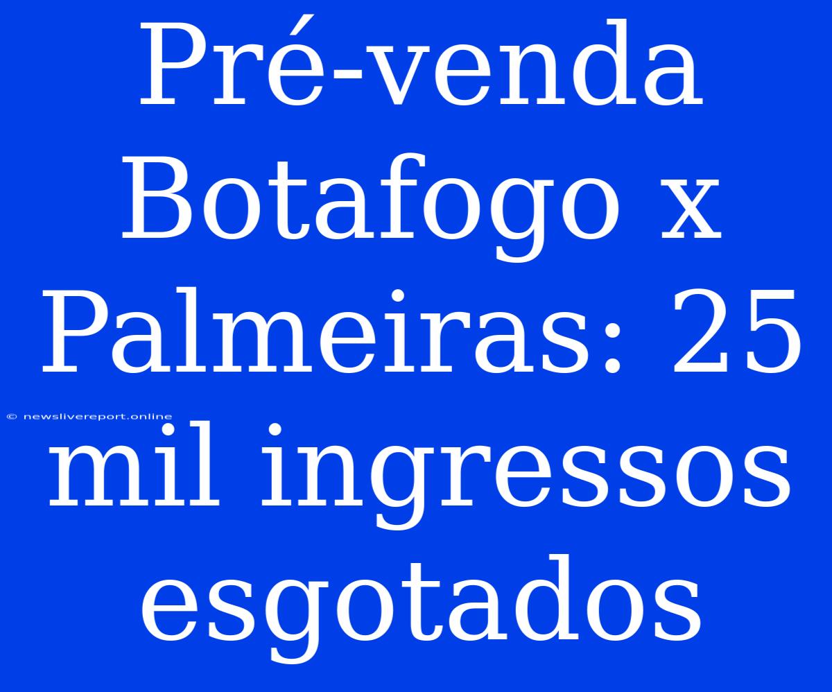 Pré-venda Botafogo X Palmeiras: 25 Mil Ingressos Esgotados