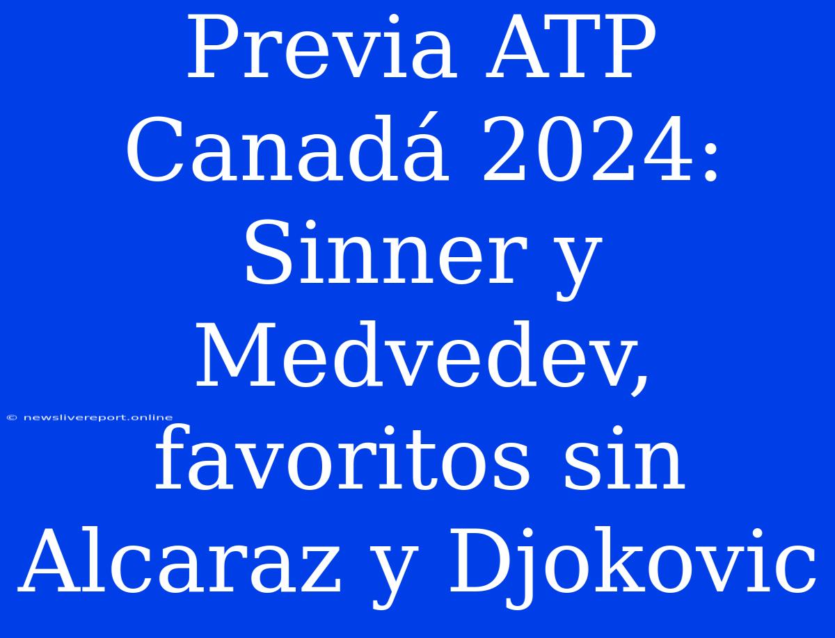 Previa ATP Canadá 2024: Sinner Y Medvedev, Favoritos Sin Alcaraz Y Djokovic