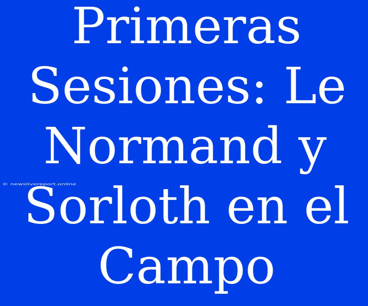 Primeras Sesiones: Le Normand Y Sorloth En El Campo