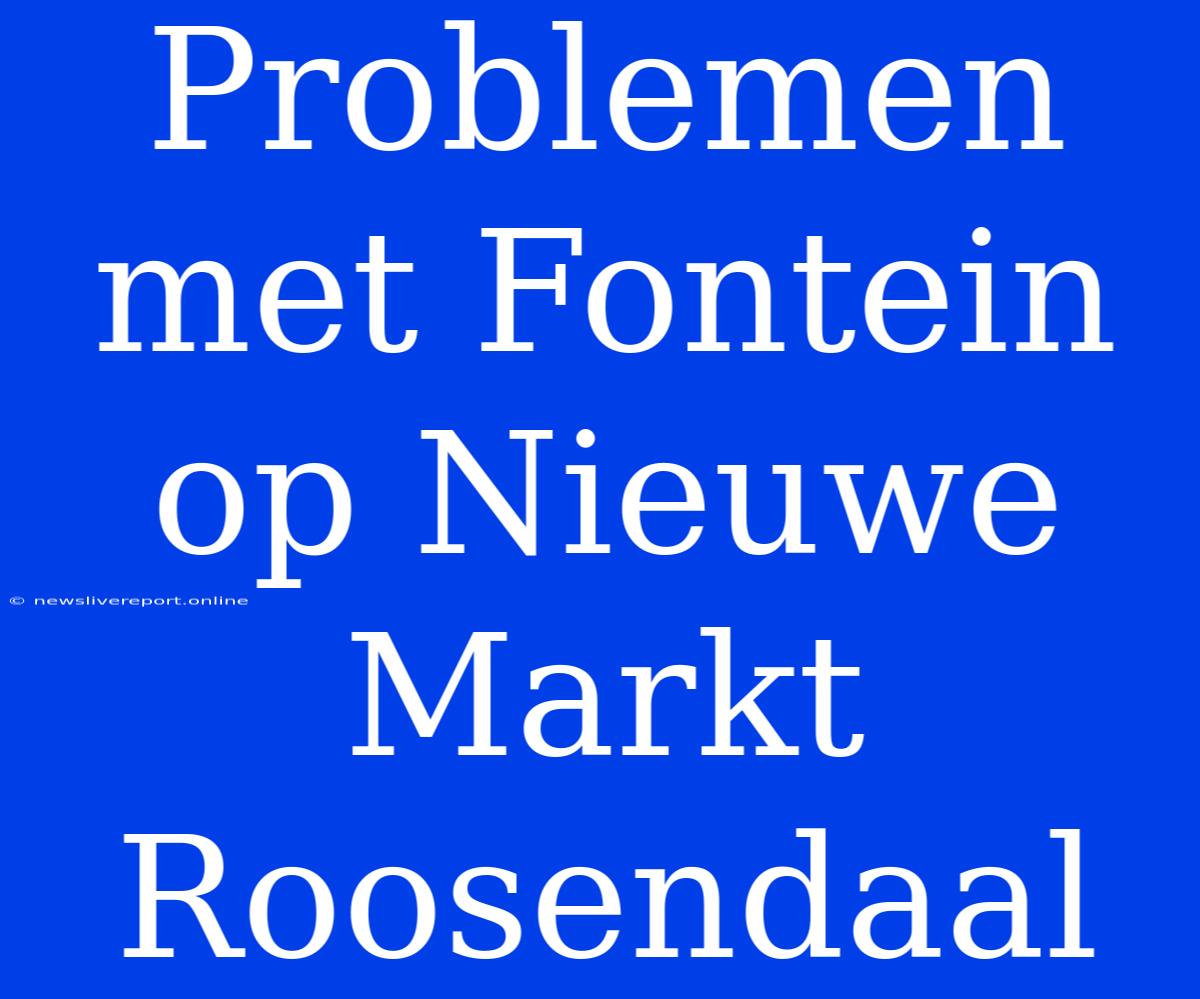 Problemen Met Fontein Op Nieuwe Markt Roosendaal