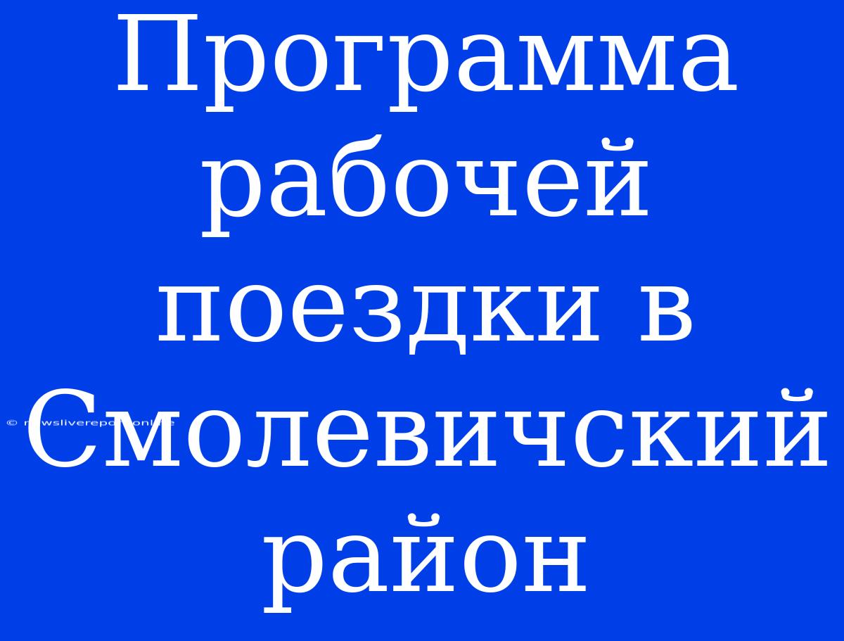 Программа Рабочей Поездки В Смолевичский Район