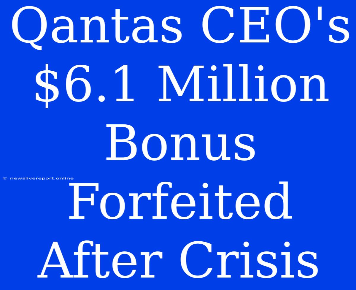 Qantas CEO's $6.1 Million Bonus Forfeited After Crisis