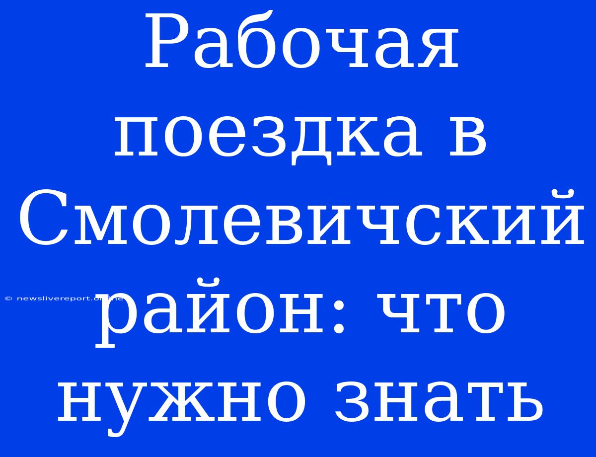 Рабочая Поездка В Смолевичский Район: Что Нужно Знать