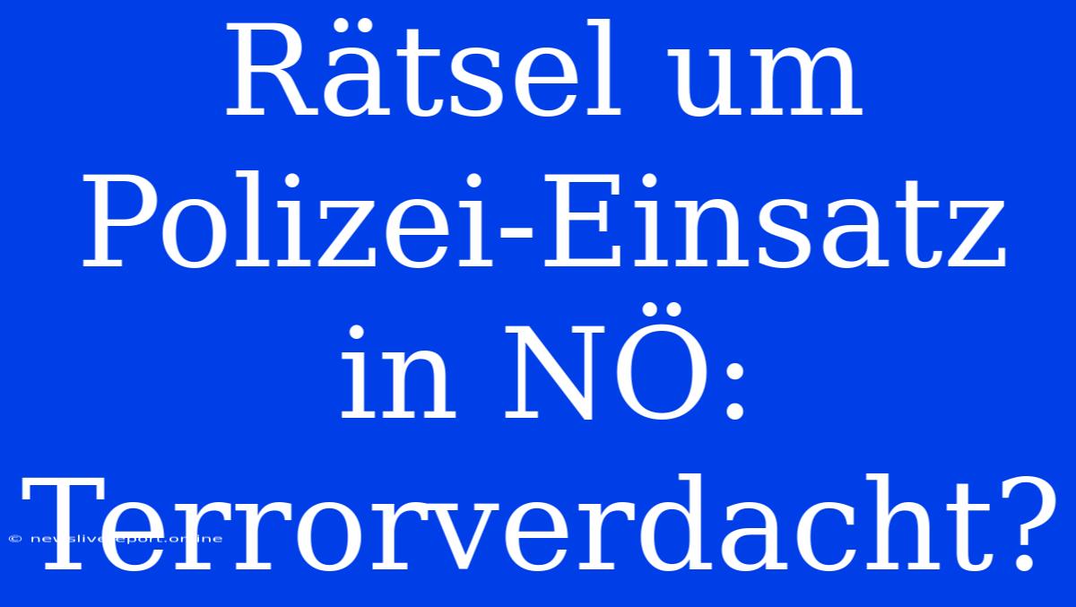 Rätsel Um Polizei-Einsatz In NÖ: Terrorverdacht?