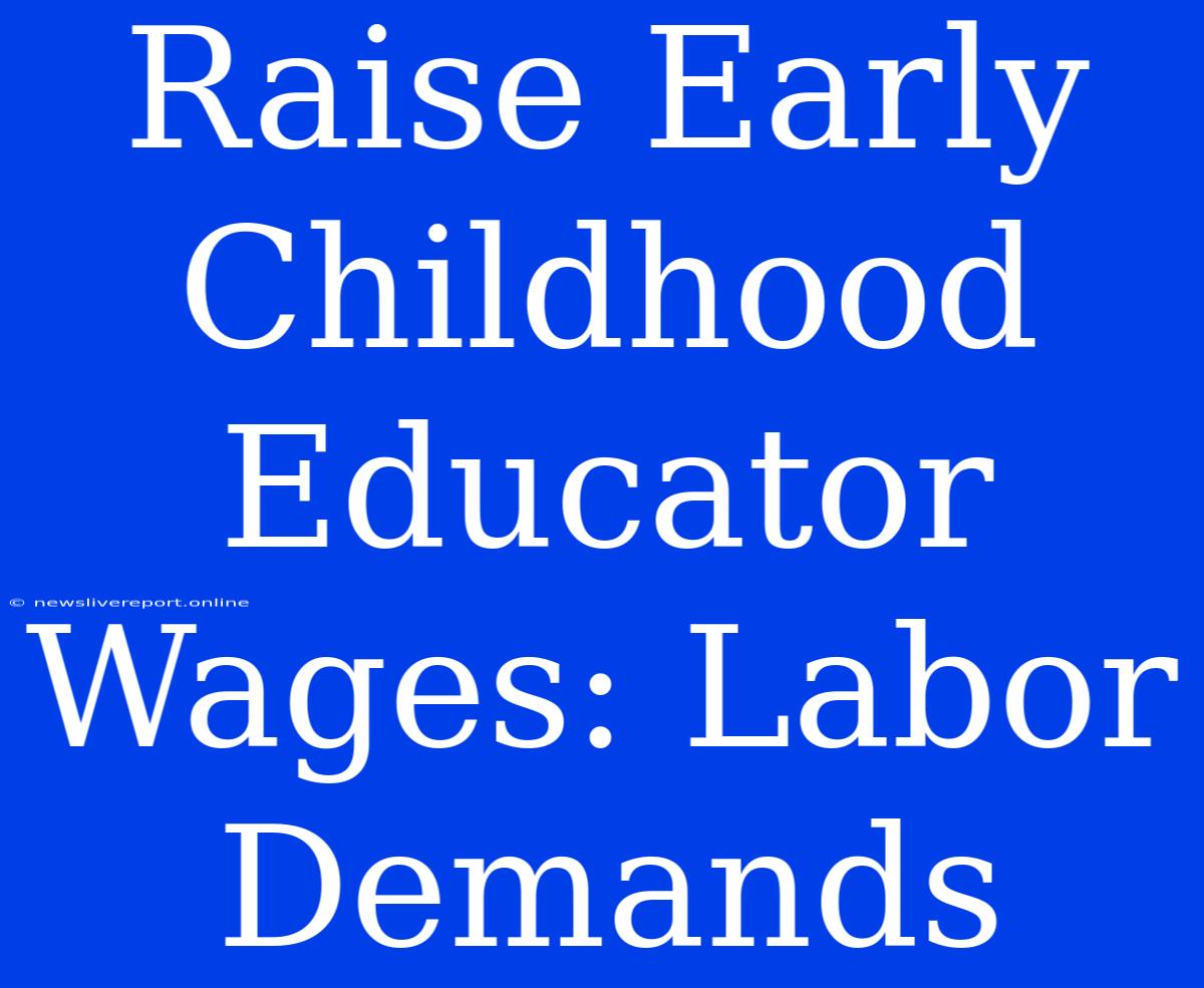 Raise Early Childhood Educator Wages: Labor Demands