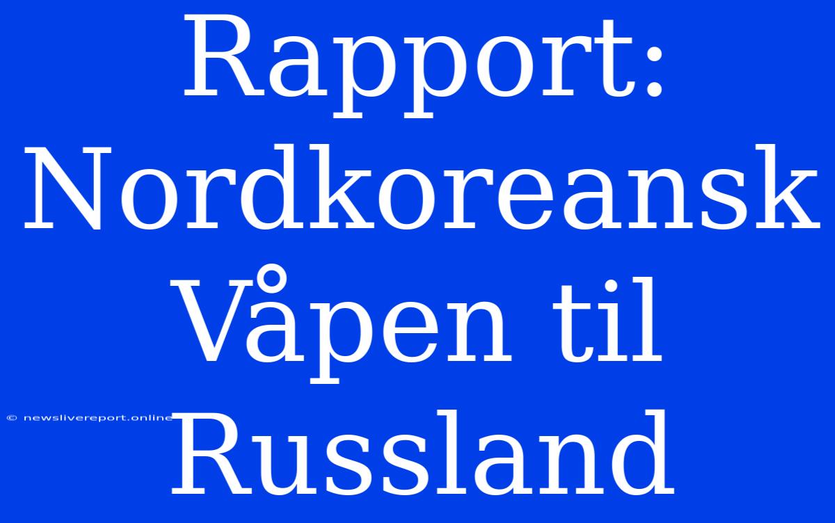 Rapport: Nordkoreansk Våpen Til Russland