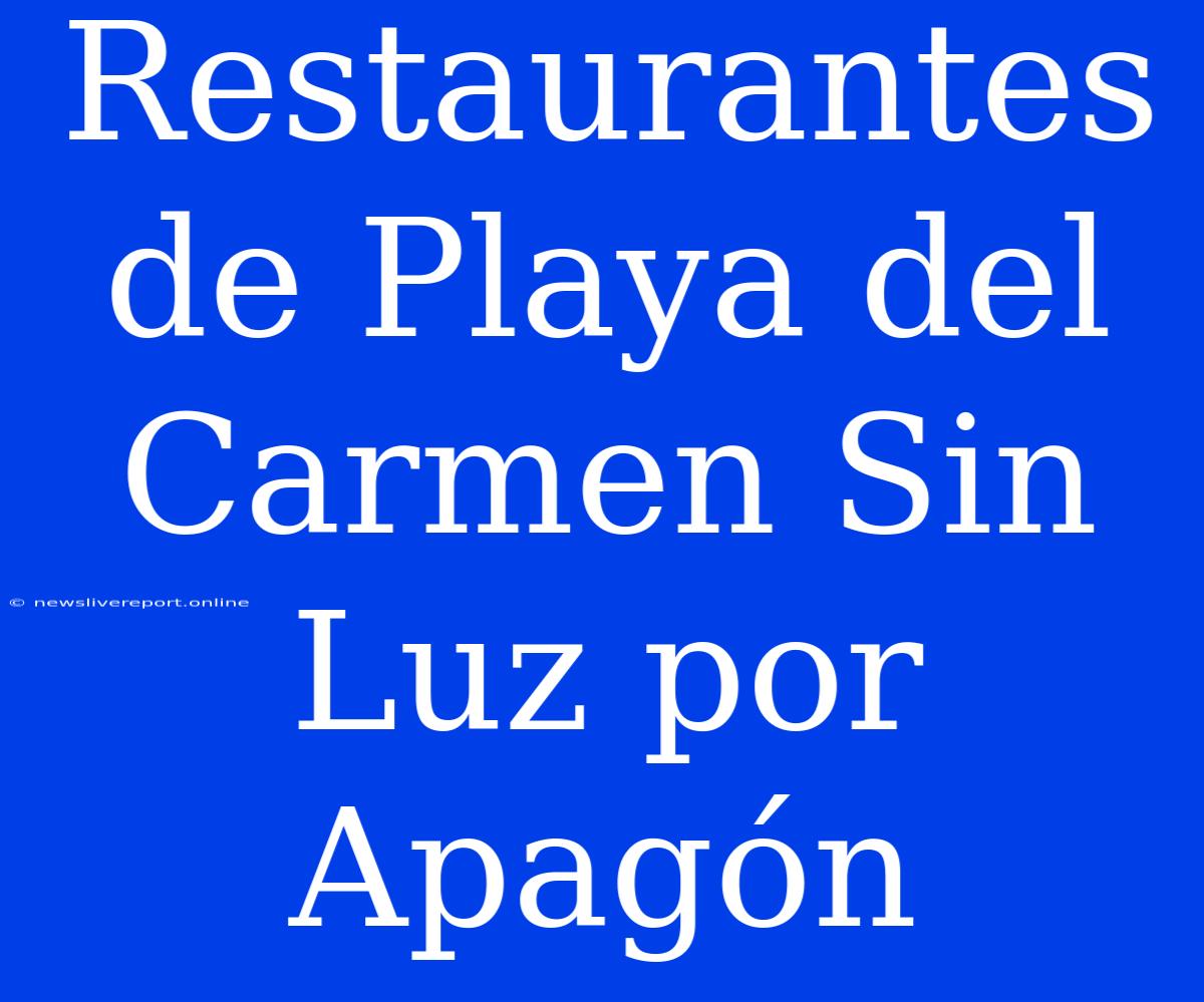 Restaurantes De Playa Del Carmen Sin Luz Por Apagón