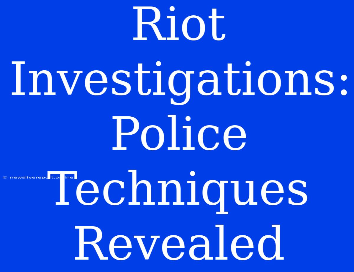 Riot Investigations: Police Techniques Revealed