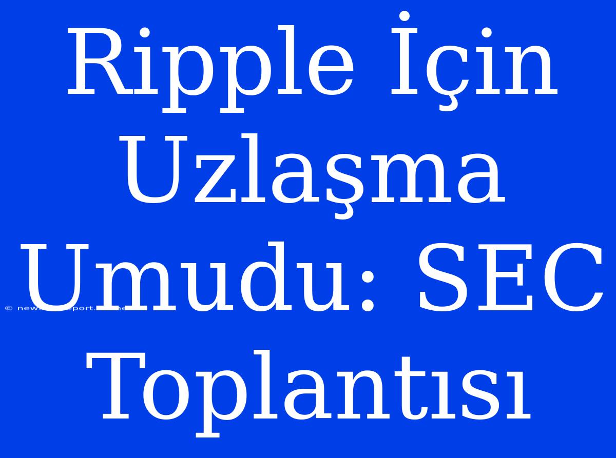 Ripple İçin Uzlaşma Umudu: SEC Toplantısı