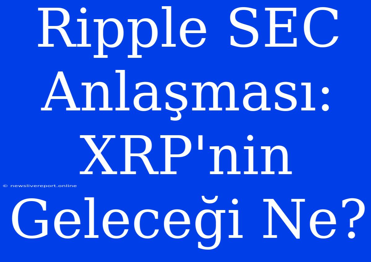 Ripple SEC Anlaşması: XRP'nin Geleceği Ne?