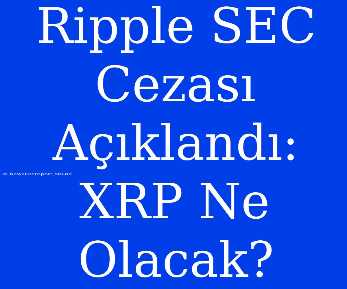 Ripple SEC Cezası Açıklandı: XRP Ne Olacak?