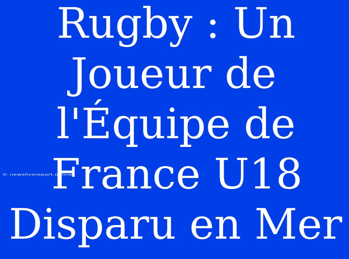 Rugby : Un Joueur De L'Équipe De France U18 Disparu En Mer