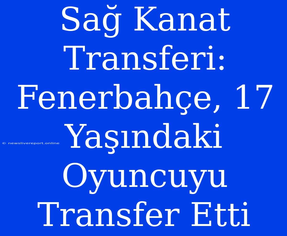 Sağ Kanat Transferi: Fenerbahçe, 17 Yaşındaki Oyuncuyu Transfer Etti